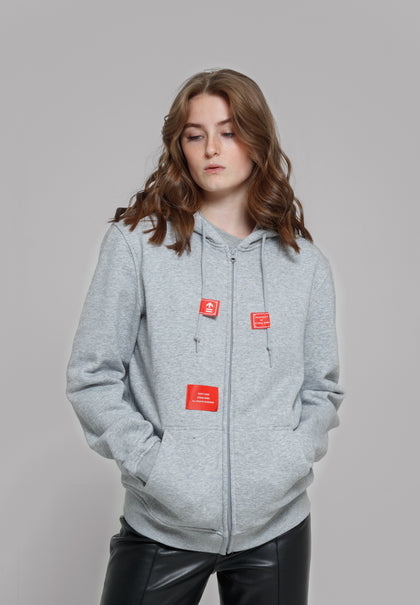 red details zip hoodie
