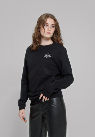 BLACK lightweight embroidery unisex sweatshirt